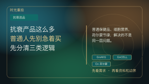Read more about the article 抗衰产品这么多，普通人先别急着买，先分清三类逻辑