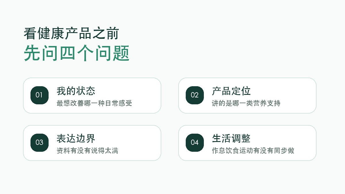 健康产品选择四个问题